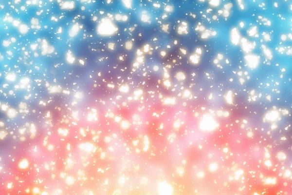 クリスマス抽象的な黄金ボケ キラキラ ライト青の背景に。多重に丸い粒子 — ストック写真