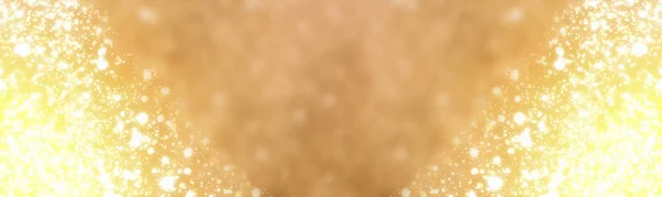 Gold Christmas Lights. Abstract golden Background. Panoramic view — Stock Photo, Image