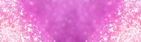 Fundo rosa de Natal mágico. Bokeh ou luzes de brilho no fundo escuro. Vista panorâmica — Fotografia de Stock