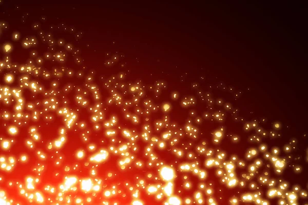 Altın daire glitter veya bokeh ışık ile kırmızı Noel arka plan. Yuvarlak ufuk parçacıklar