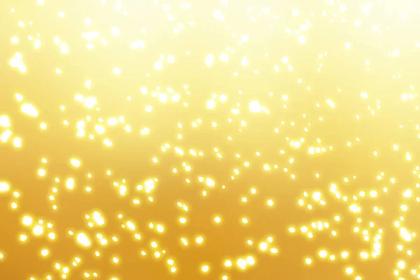 Golden round bokeh or glitter lights festive gold background. Christmas abstract template — Stock Photo, Image