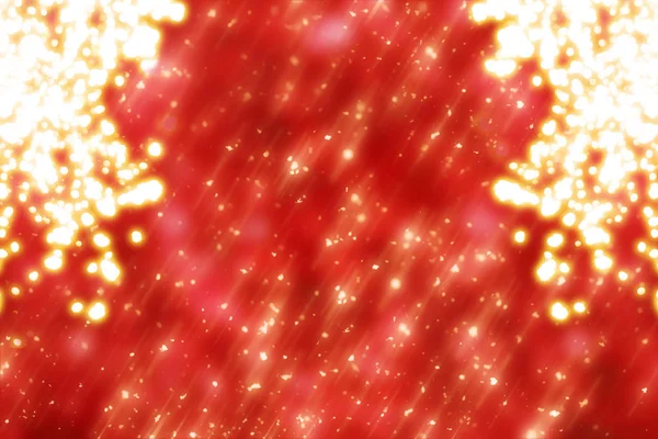 Fundo de Natal vermelho com brilho círculo dourado ou luzes bokeh. Partículas desfocadas em ouro redondo — Fotografia de Stock