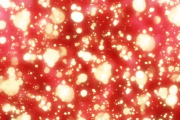 Altın daire glitter veya bokeh ışık ile kırmızı Noel arka plan. Yuvarlak ufuk parçacıklar — Stok fotoğraf