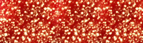 Röd jul bakgrund med gyllene glitter eller cirkel bokeh-lampor. Panoramautsikt — Stockfoto