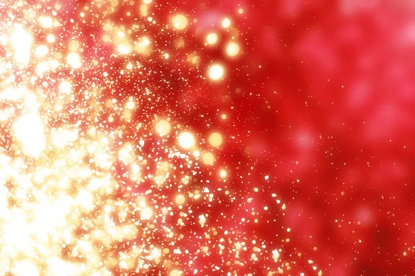 红色圣诞背景与黄金圆环闪光或散景灯。圆的散焦的颗粒 — 图库照片