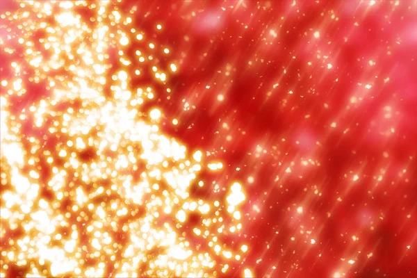 ゴールデン ・ サークル キラキラかボケ ライトが付いて赤いクリスマス背景。丸い金多重粒子 — ストック写真