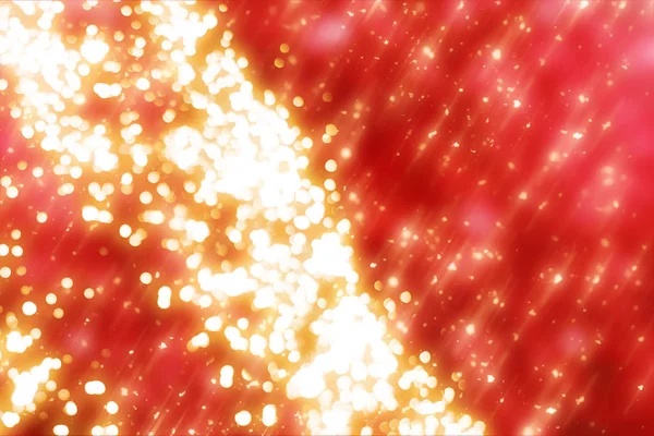 Altın daire glitter veya bokeh ışık ile kırmızı Noel arka plan. Yuvarlak altın ufuk parçacıklar — Stok fotoğraf