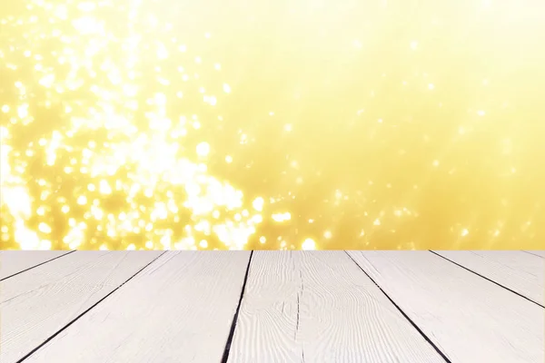 Gouden ronde bokeh of glitter licht feestelijke gouden achtergrond. Christmas abstract sjabloon — Stockfoto