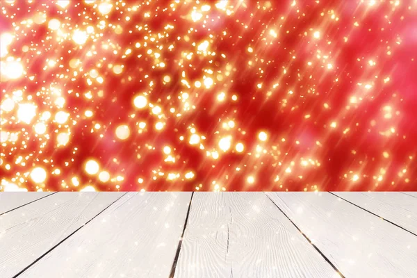 Κόκκινο Χριστουγεννιάτικο φόντο με χρυσό κύκλο γκλίτερ ή bokeh φω ' τα. Γύρος defocused σωματίδια — Φωτογραφία Αρχείου