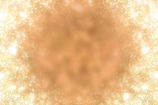 Quadro redondo dourado com bokeh ou luzes de brilho fundo festivo. Modelo abstrato de Natal — Fotografia de Stock