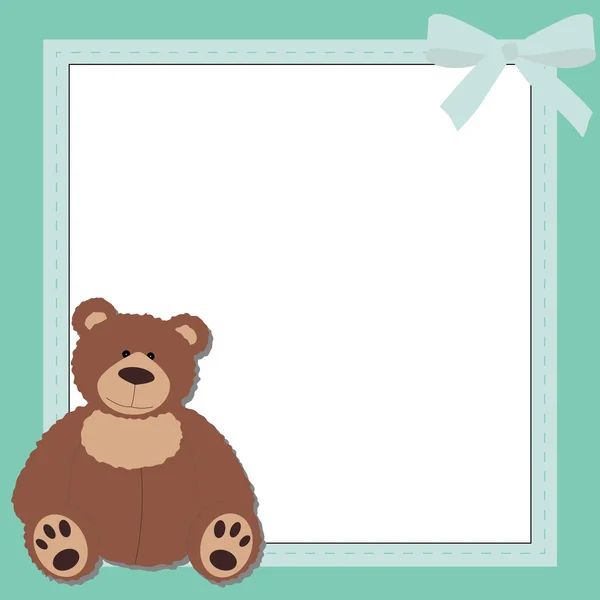 Mignon cadre carré bleu avec ours en peluche . — Image vectorielle