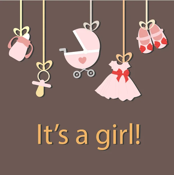 Набор подвесных элементов для новорожденной девочки — стоковый вектор
