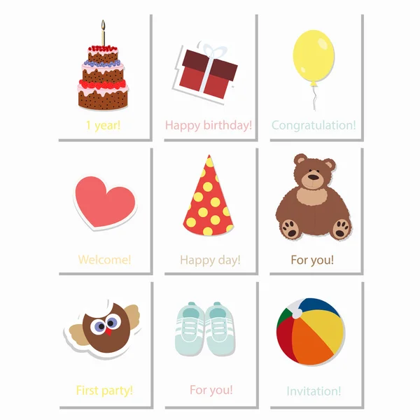 Happy birthday, holiday, baby shower celebration greeting — Stockvector