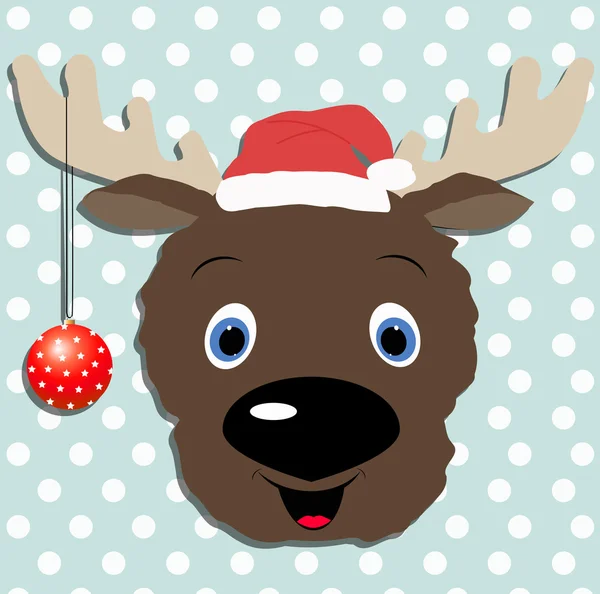 Rena cabeça Rudolph. Fundo de Natal. Desenhos animados bonitos . —  Vetores de Stock