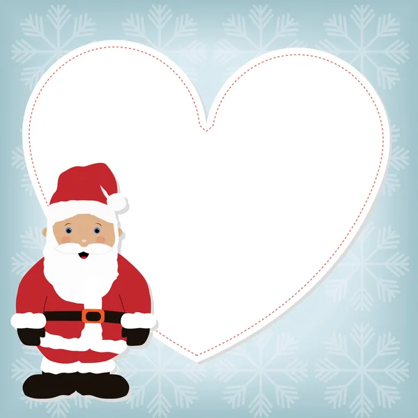 Moldura de Natal das crianças o coração branco em forma de Papai Noel —  Vetores de Stock