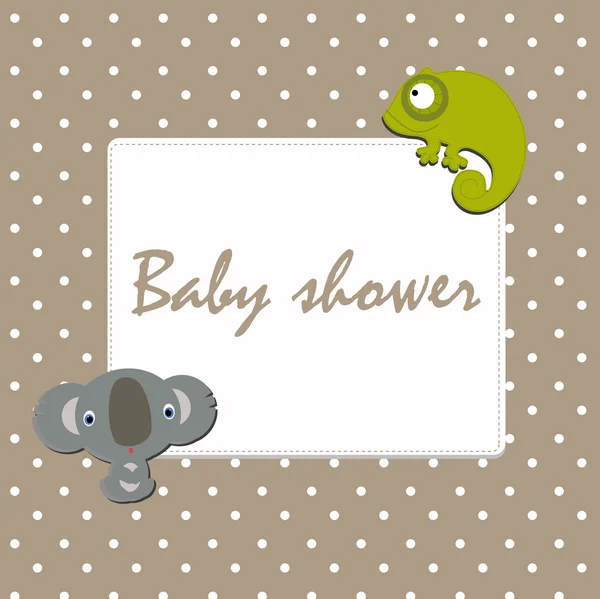 Bebé lindo marco redondo con un Koala y camaleón — Archivo Imágenes Vectoriales