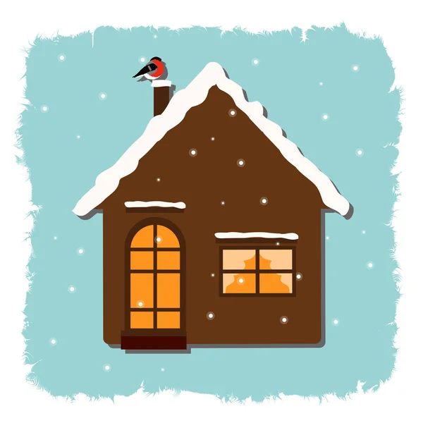 Christmas background. Winter house in the snow. — Stock Vector