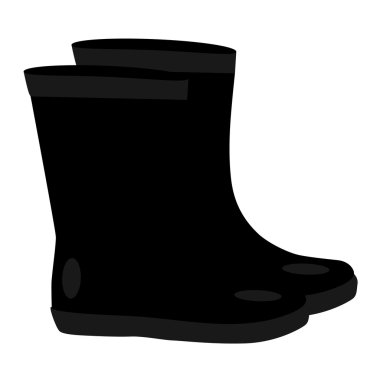 beyaz arka plan üzerinde siyah simge kauçuk çizmeler. 