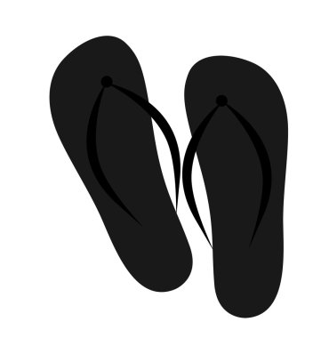 plaj için siyah simge sandalet, beyaz bir arka plan üzerinde. 