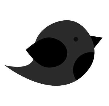 beyaz bir arka plan üzerinde bir kuş karikatür siyah simgesi.