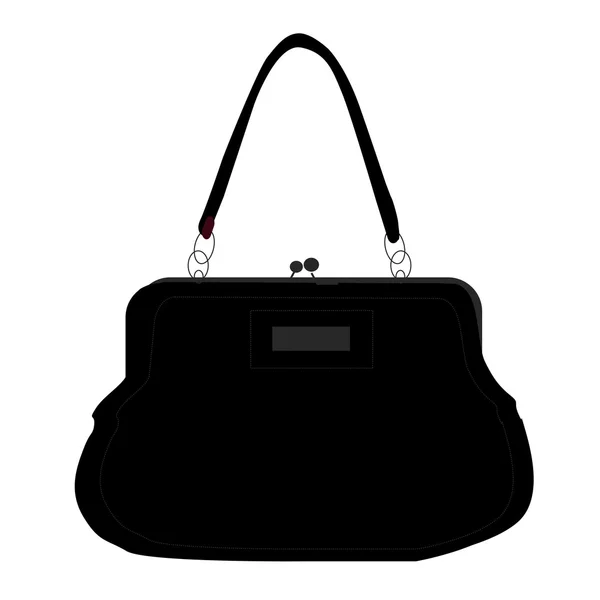Schwarze Damenhandtasche auf weißem Hintergrund. — Stockvektor