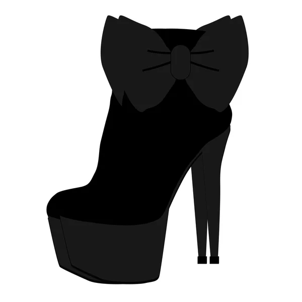 黒いアイコンシューズ 女性の靴ハイヒール弓 — ストックベクタ