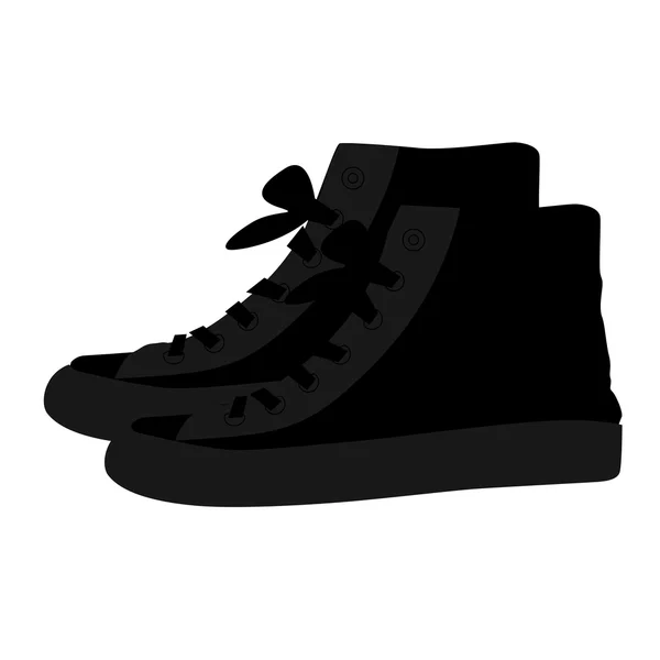 Czarna ikona buty trampki na białym tle. — Wektor stockowy
