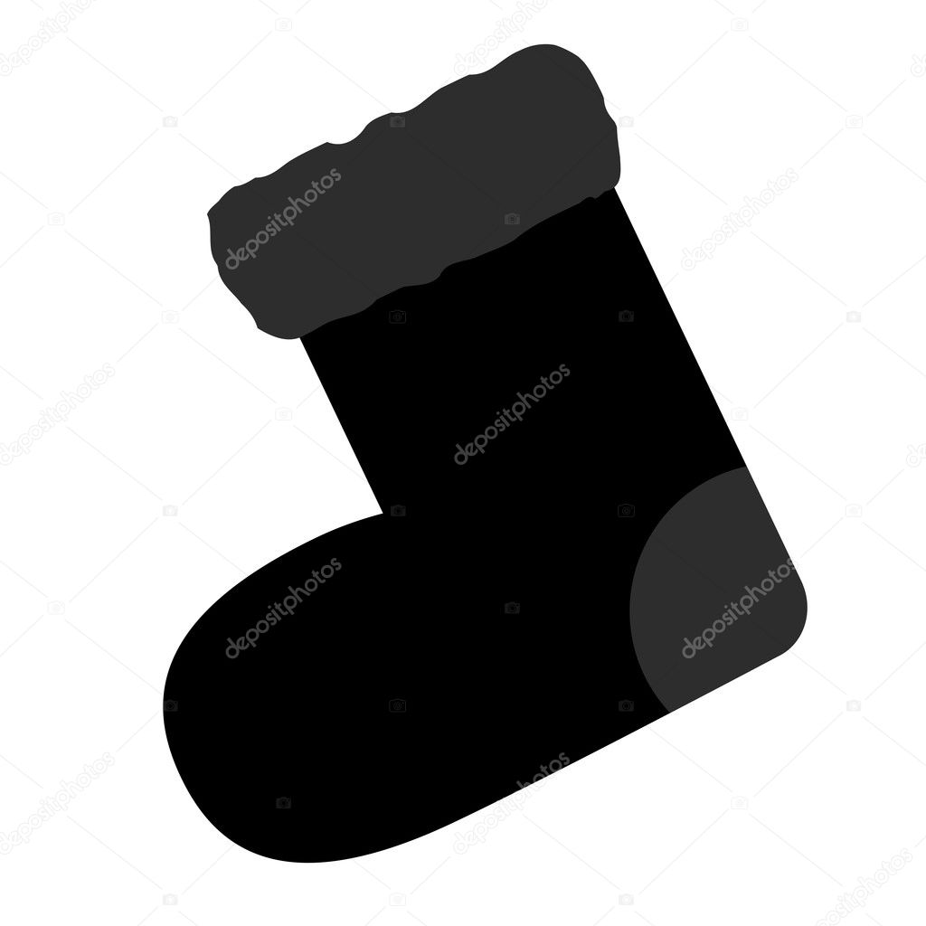Black icon Christmas sock on a white background Template for holiday decoration or inserts to the site Vector illustration — Wektor od dofa80