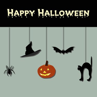 asılı ile Cadılar Bayramı partisi için tatil gri arka plan