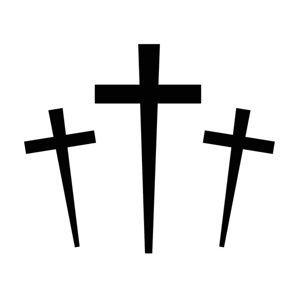Schwarze Ikone drei Kreuze halloween auf weißem Hintergrund. — Stockvektor