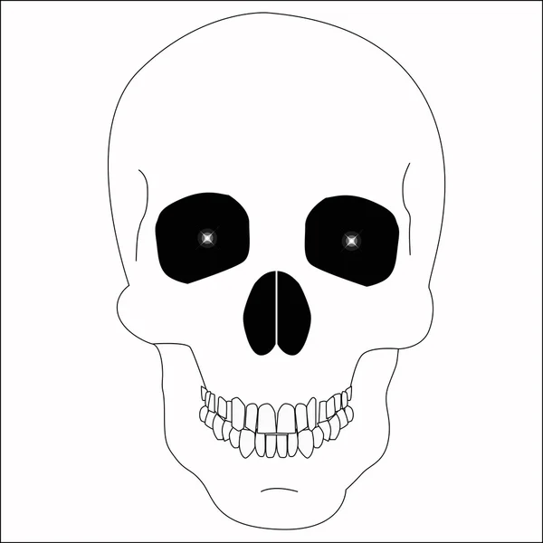 Ícone branco sorridente crânio sobre um fundo branco . —  Vetores de Stock