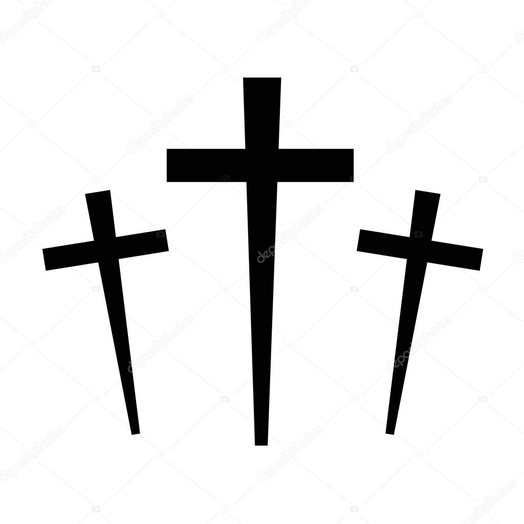 black icon three crosses Halloween on a white background. 