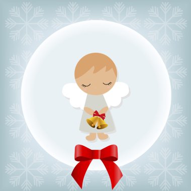 bir çocuk melek ile sevimli Noel kartı. Şablon selamlar. 