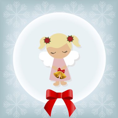 küçük kız melek ile sevimli Noel kartı. Şablon selamlar. 