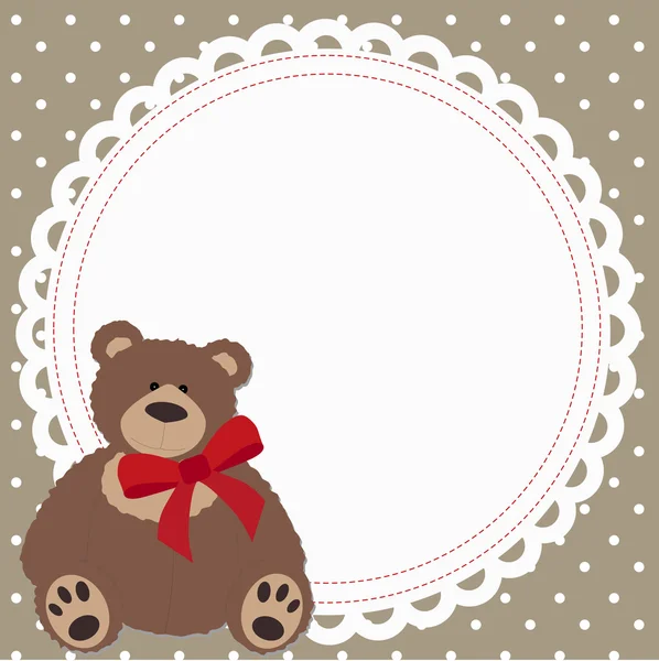 Χαριτωμένο διακοσμητικό πλαίσιο για παιδιά με μια αρκούδα παιχνίδι. — Διανυσματικό Αρχείο