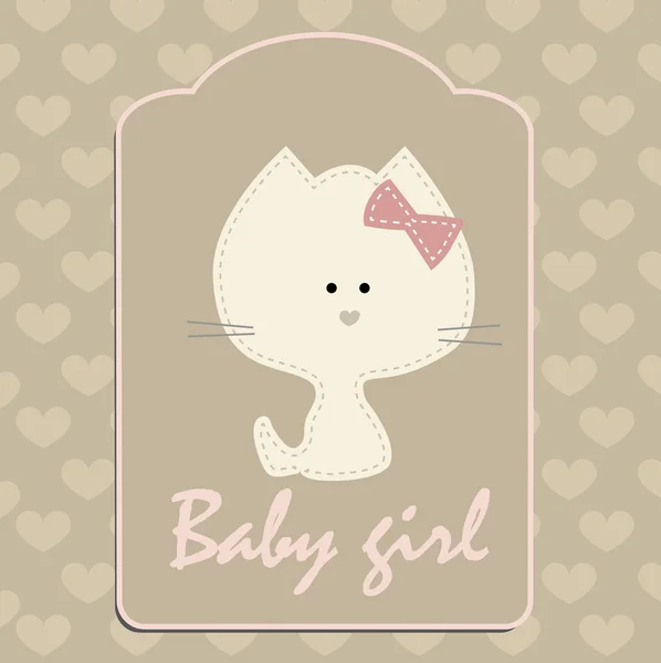 Lindo bebé fondo para chica con un gatito . — Vector de stock