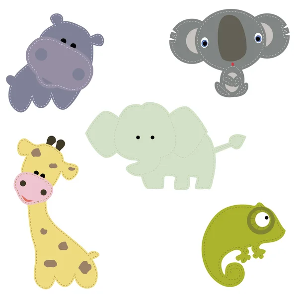 Set of children's patches for clothing: animals of Africa. — Stock Vector