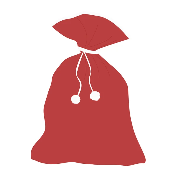 Icona colore rosso Natale borsa di Babbo Natale su uno sfondo bianco — Vettoriale Stock