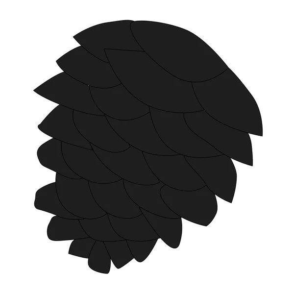 Икона черный, сосновый конус или ель на белом фоне . — стоковый вектор