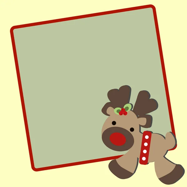 Schattige baby Christmas frame met een klein hert — Stockvector