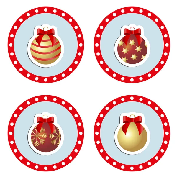 Um conjunto de bolas de Natal ícone de cor. Uma coleção de quatro bolas de Natal dourado e vermelho . — Vetor de Stock