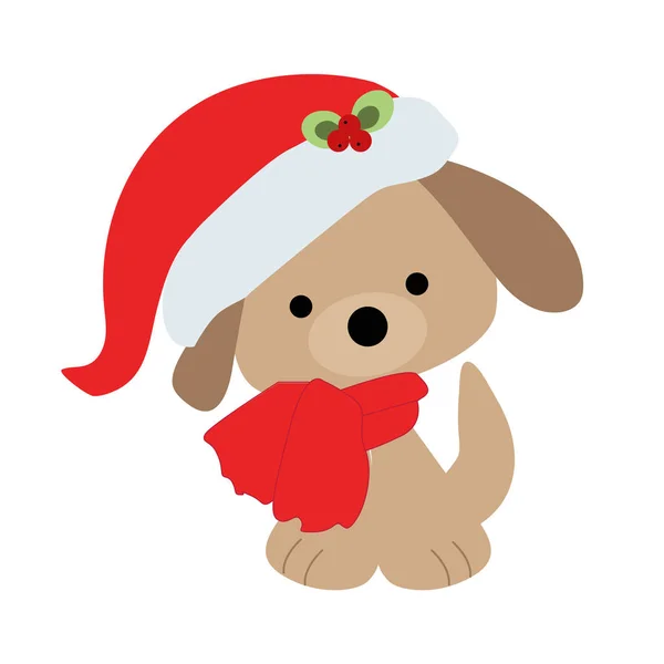 Icono de color bebé lindo cachorro de Navidad sobre un fondo blanco . — Vector de stock