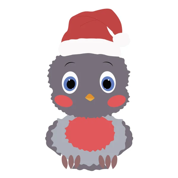 산타 모자에서 색된 아이콘 아기 새 멋쟁이 새의 일종 — 스톡 벡터