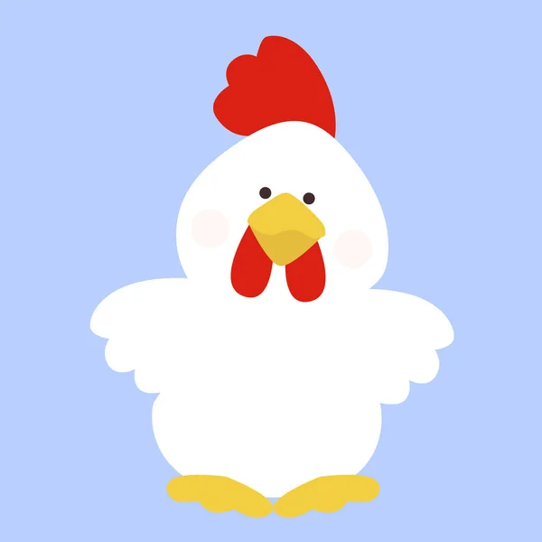 Icono de color gallo en estilo de dibujos animados sobre fondo azul . — Vector de stock