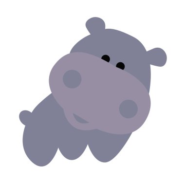 simge renk sevimli Bebek Hippo karikatür tarzı beyaz bir arka plan üzerinde. 