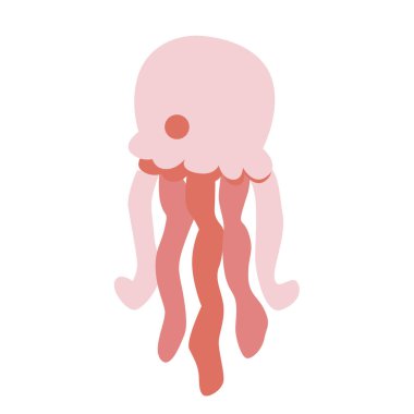 renkli simge şirin bebek denizanası çizgi film tarzı