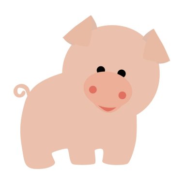 renkli simge şirin bebek pembe domuz çizgi film tarzı