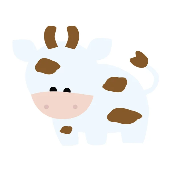 Kolorowe ikony krowa cielę słodkie dziecko w stylu cartoon — Wektor stockowy