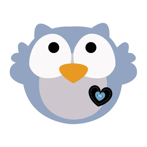 Färgade ikonen söt baby owl i tecknad stil på vit bakgrund. — Stock vektor
