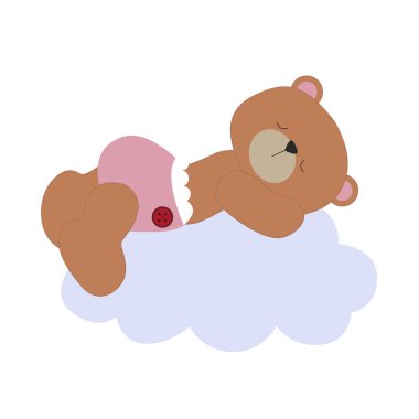 Şirin Bebek poster. Bulut üzerinde uyuyan ayı. Bebek duş 